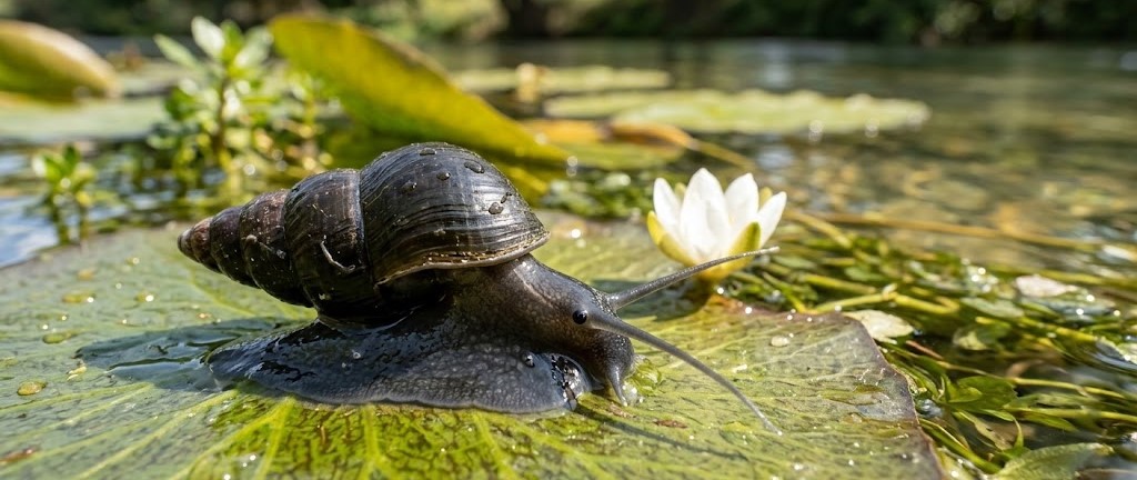 Macro shot of an active Thermal Snail out of its shell.