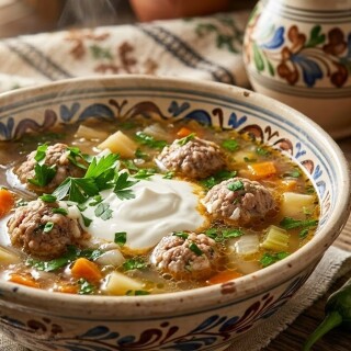 romanian-meatball-soup-ciorba-de-perisoare-traditional-ceramics